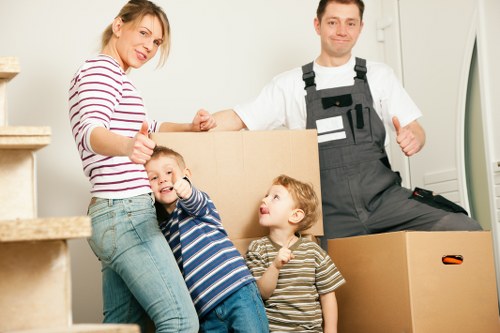 Packed boxes and furniture ready for a Pimlico flat move